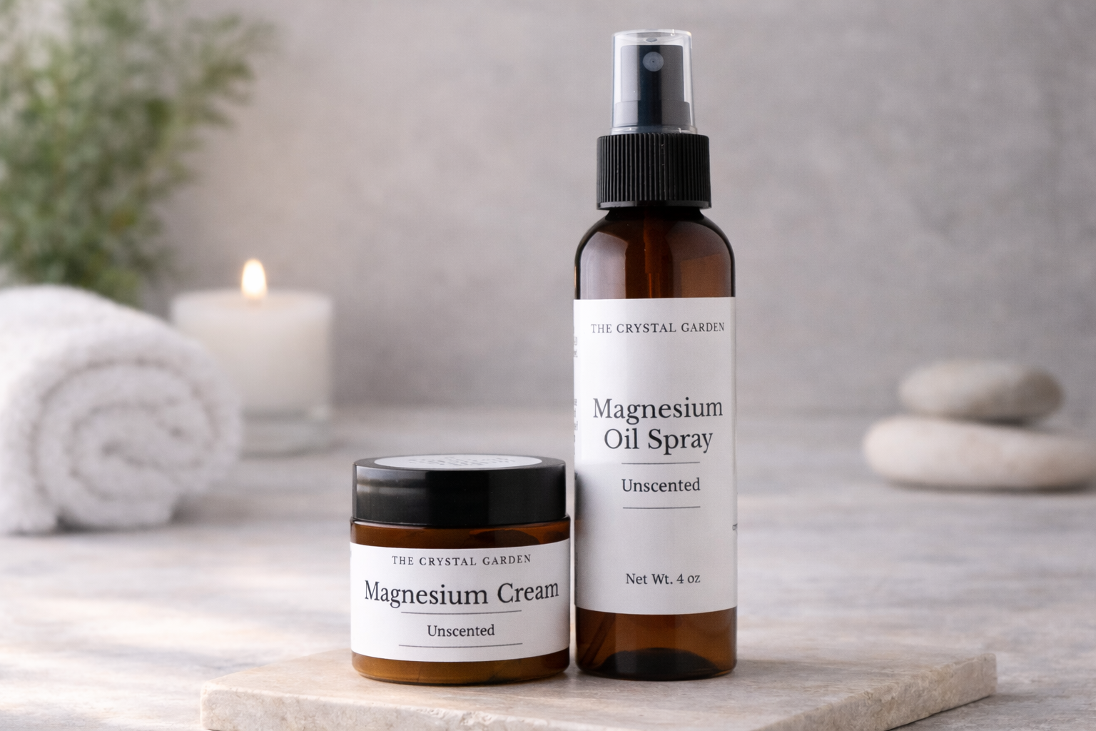 Unscented Magnesium Spray & Cream Set