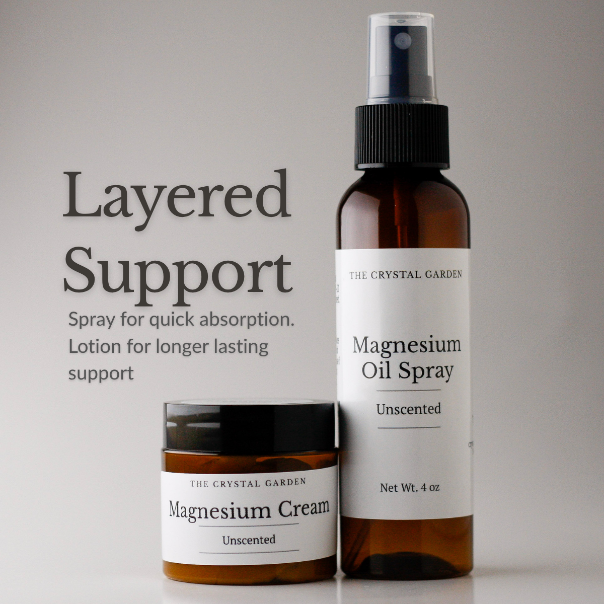 Unscented Magnesium Spray & Cream Set
